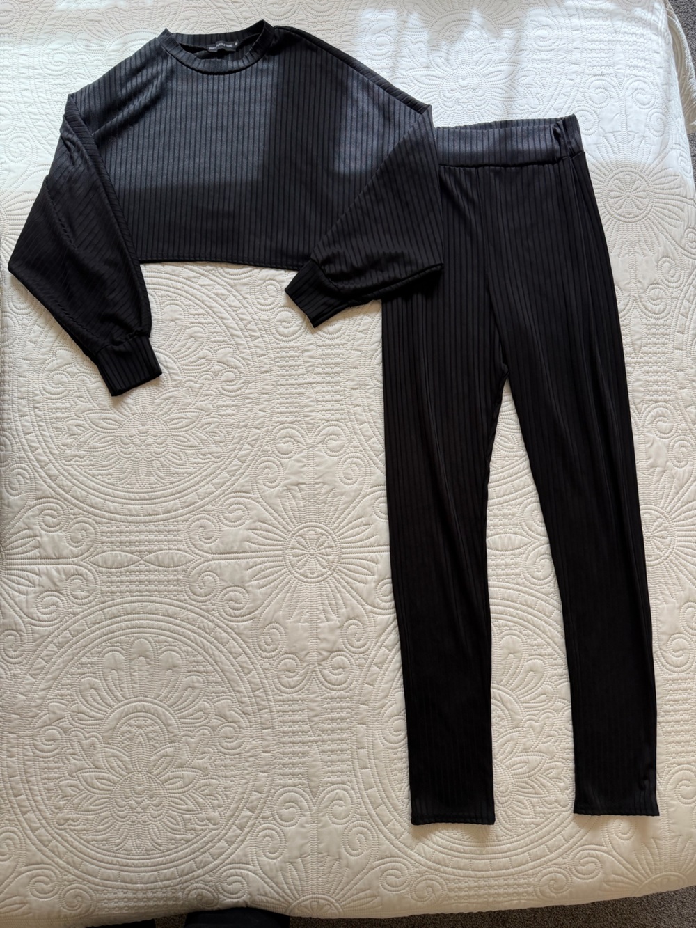 PLT Ribbed Legging Set in Black